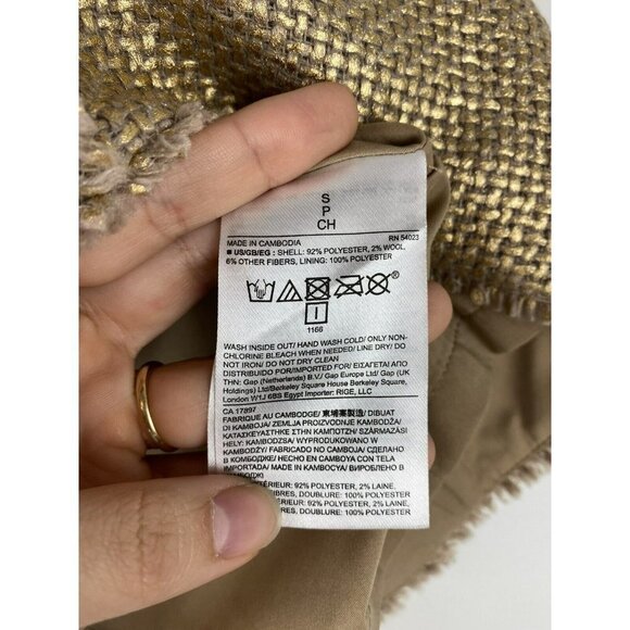 Banana Republic Womens Gold Blouse Size S Weave Textured Metallic Shell Top - Picture 4 of 8